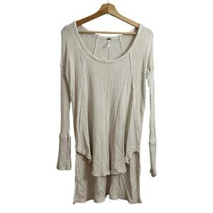 Free People Ventura Beige Pullover Thermal Tunic Sweater Size S